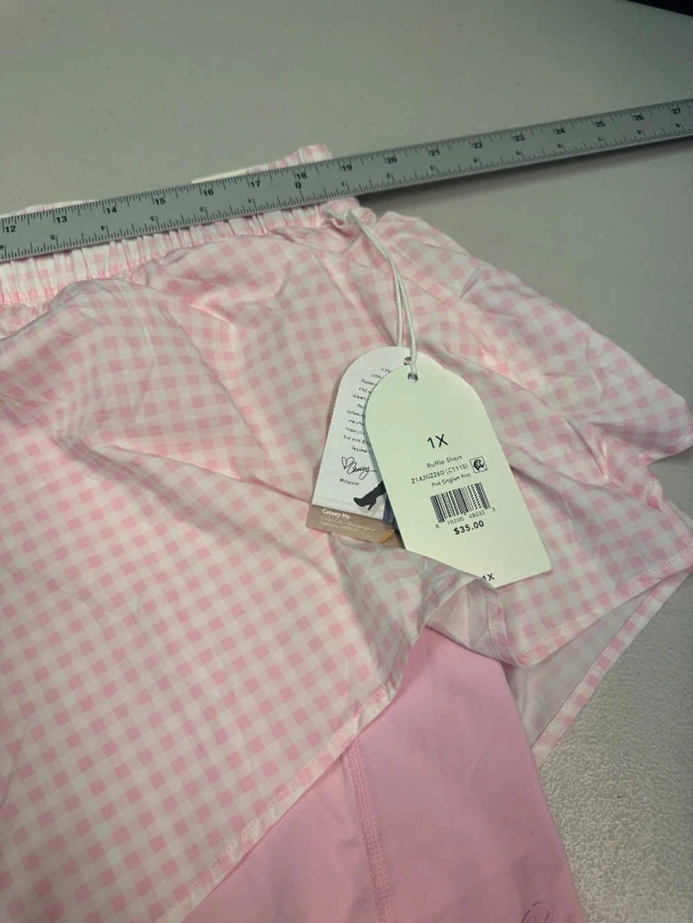 Blogilates Women's Light Pink Layered Ruffle Shorts. Sz 1X.